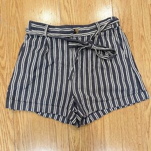 Altar’d State high rise navy blue and what striped cotton on shorts
